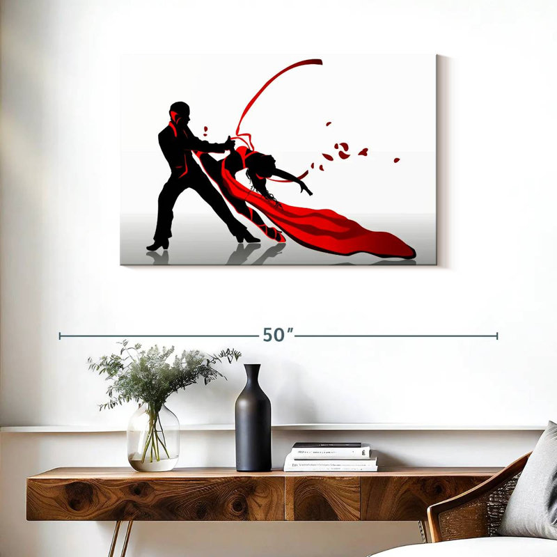 Danseurs de tango passionnés sur toile, H 24 po x l 36 po x P 1,25 po