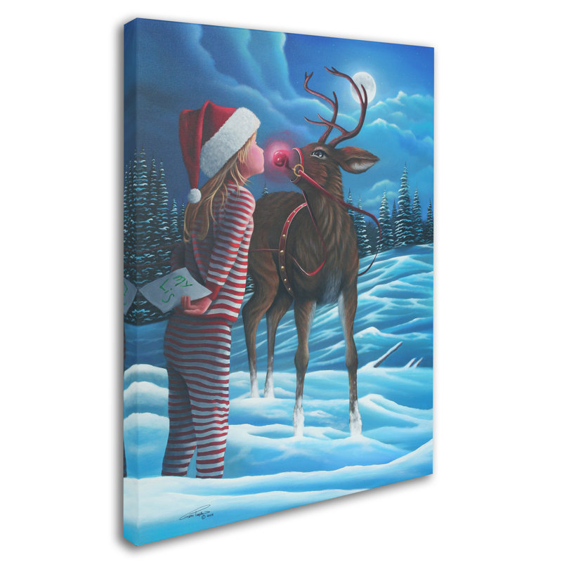 «Rudolph Kiss» par Geno Pe People, reproduction sur toile, H 32 po x l 24 po