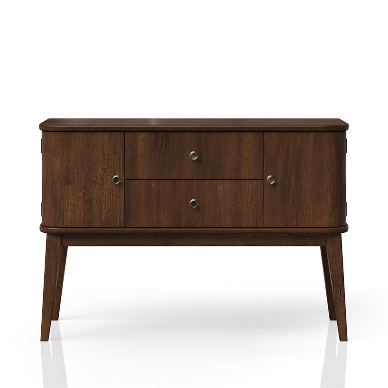 Desserte de style Mid-Century moderne avec 2 tiroirs et 2 tiroirs cerisier