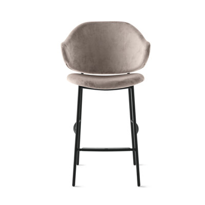 Holly Upholstered Stool with Rounded Back and Metal Frame
