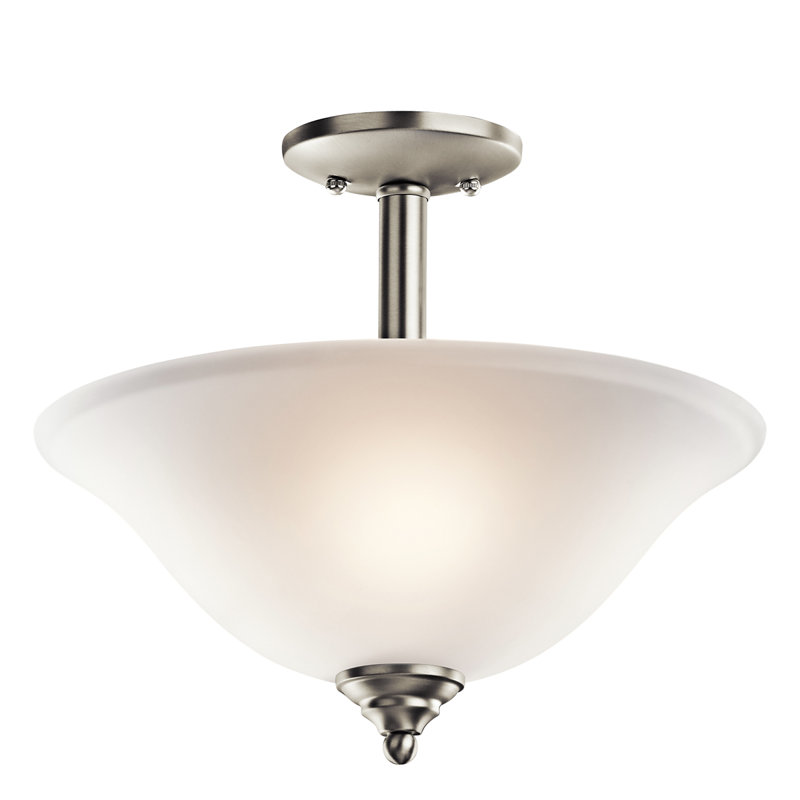 Plafonnier semi-encastré 2 lumières 15 po Scaggs, Nickel brossé