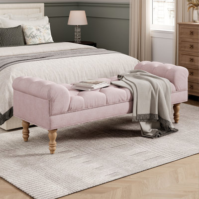 Banc de bout de lit capitonné, grand repose-pieds rembourré, repose-pieds avec pieds, tabouret avec accoudoirs roulés, banc en tissu rembourré, banc d'intérieur pour chambre à coucher, salon, entrée