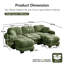 Ensemble de canapé modulaire en chenille 3 places avec coussins et 2 repose-pieds, vert sauge-244478163-244478164