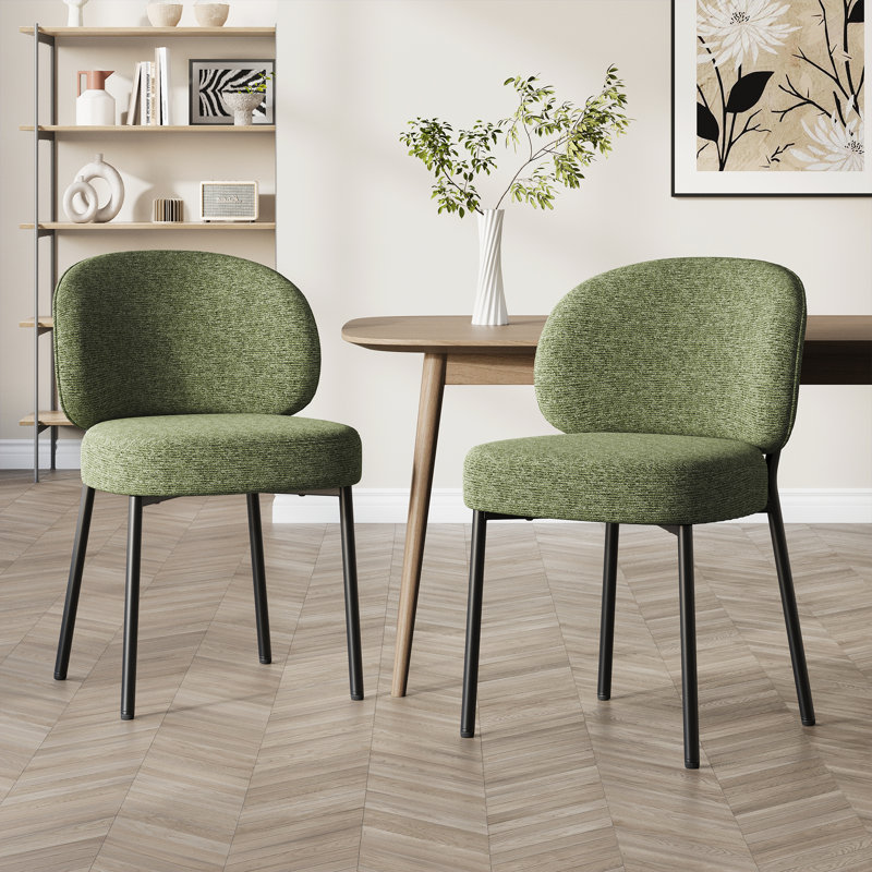 Upholstered Dining Chair with Thick Cushioned Seat, Green