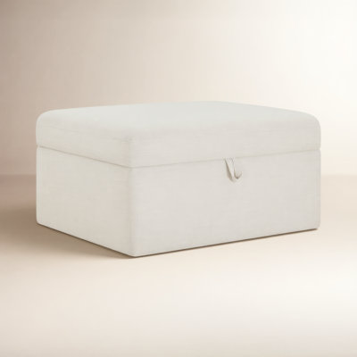 37" Linen Upholstered Ottoman