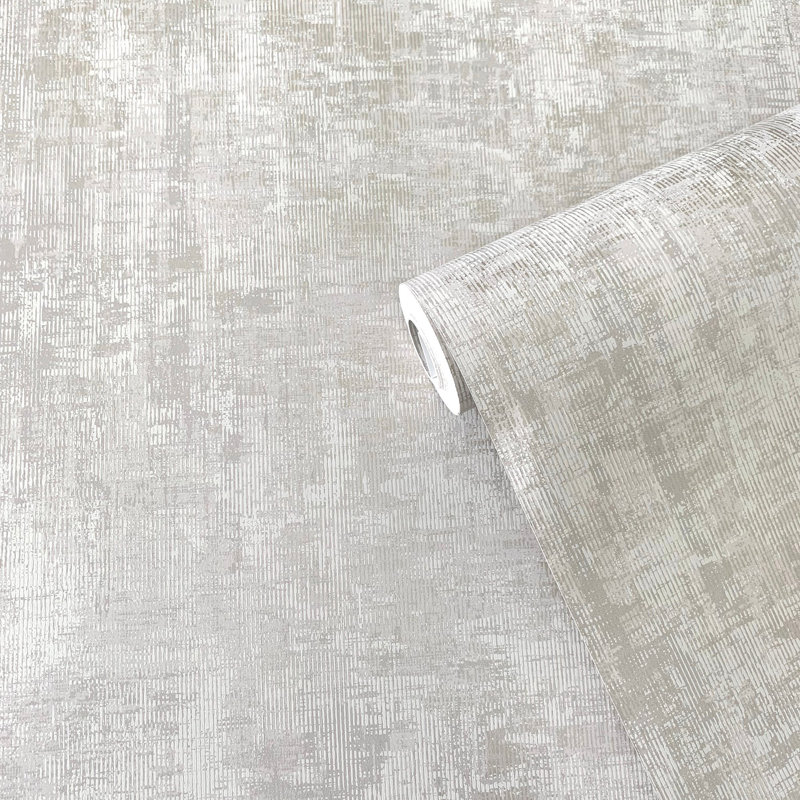 Lustre Metallic Distressed Wallpaper Roll, Beige
