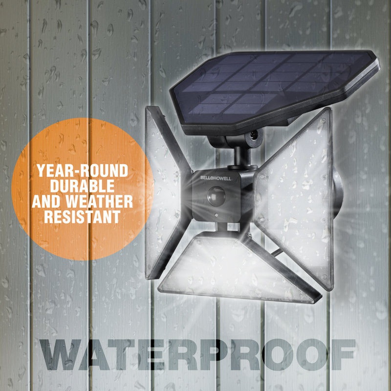 Black Solar Powered Motion Sensor LED Flood Light Trio