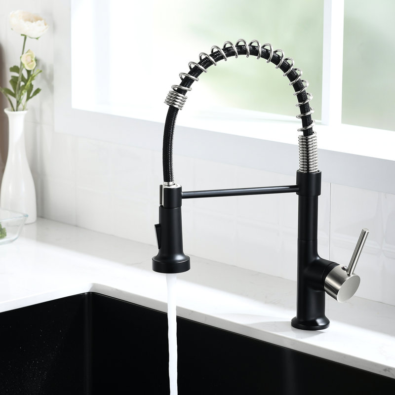Modern Kitchen Sink Faucet With Pull Down - Ceramic Cartridge, , Stable Water Flow And Temperature Commercial , No Leaks, Cartridge