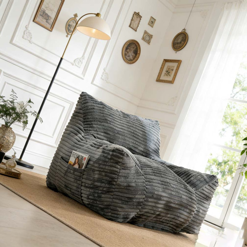 Bean Bag Chair, Oversized Comfy Beanbag, Gray