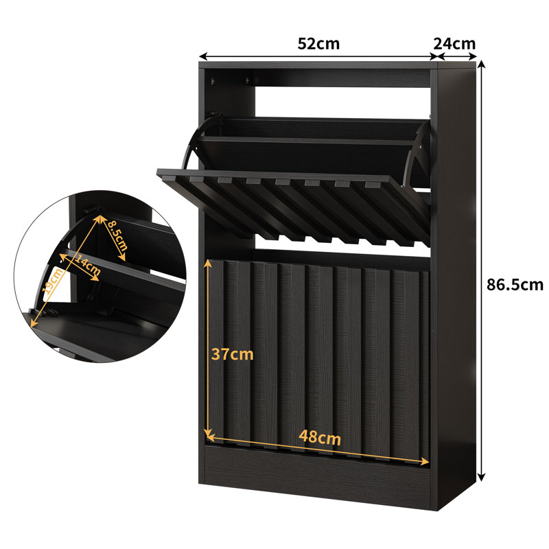 8 Pair Shoe Storage Cabinet, Black