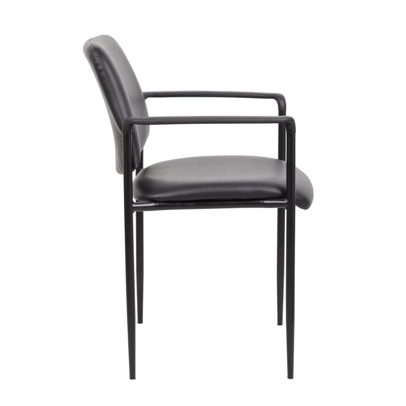 Black Caressoft Vinyl Stackable Chair with Fixed Arms