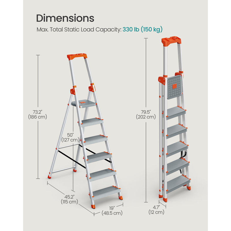 Aluminium Step Ladder, Grey