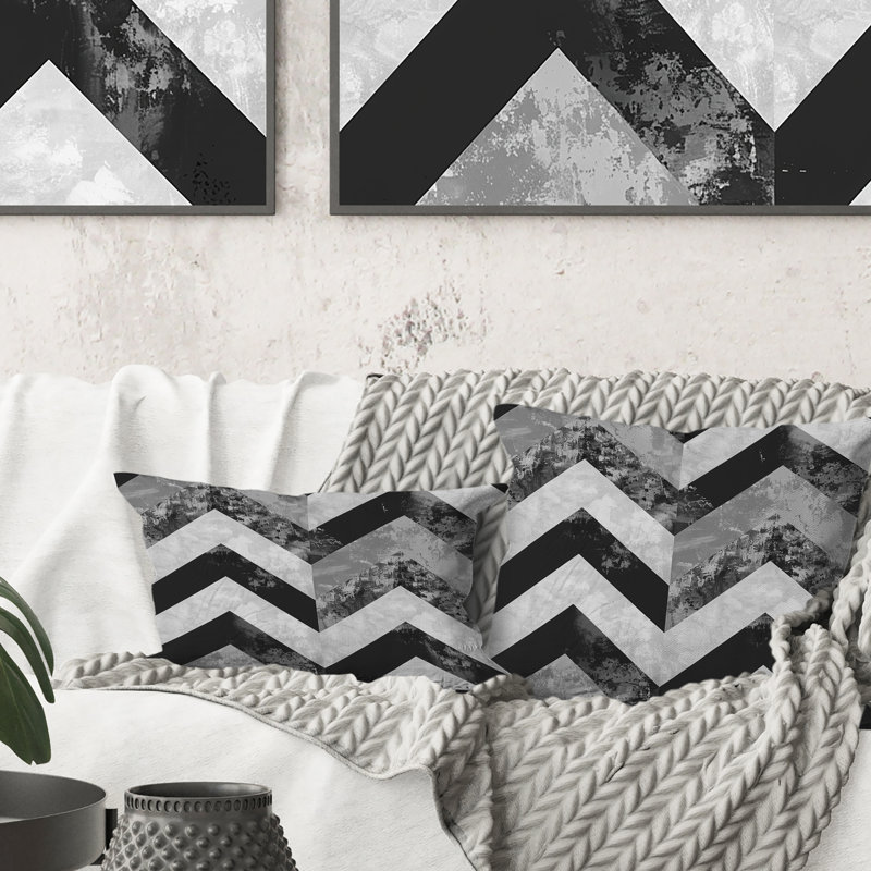 Coussin Chevron Glamour IV - Glam, H 16 po x l 16 po
