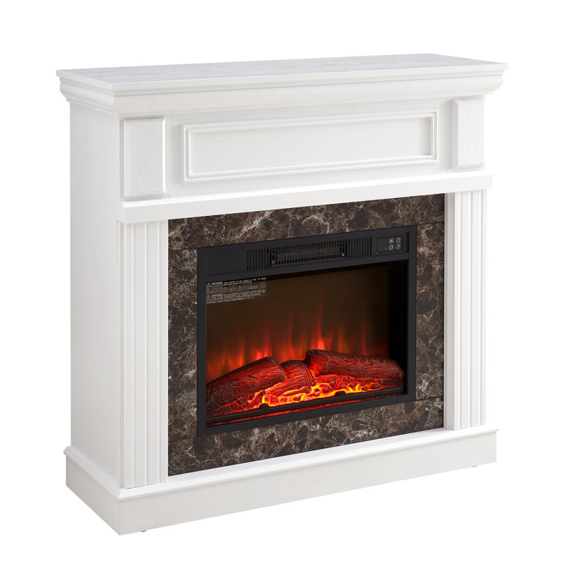 Foyer électrique blanc l 41,42 po x P 14 po x H 40 po, compact et peu encombrant, luminosité des flammes télécommandée, élégant et moderne, surface lisse, conception 3D, style classique, ajustement des effets réalistes,