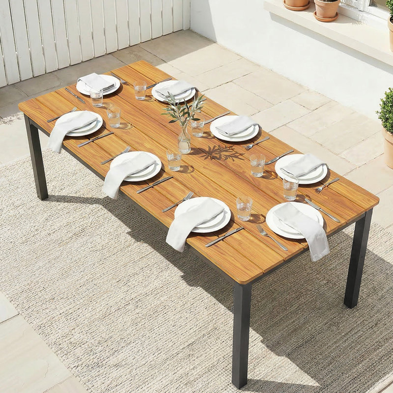 Rectangular Metal Outdoor Dining Table , 180cm cm W 86cm cm D, Brown
