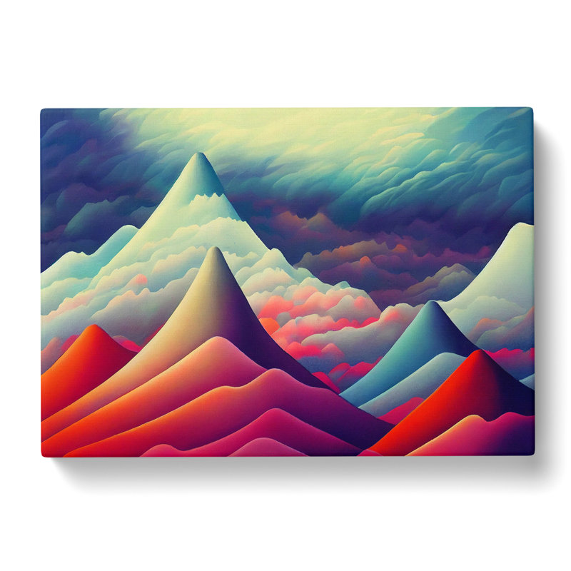 Exciting Colourful Mountain Abstract - Wrapped Canvas, 35cm H x 50cm W x 3cm D