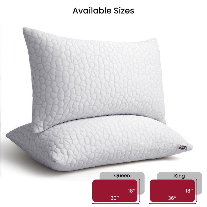 Lux Decor Collection Shredded Memory Foam Support Pillow (Set of 2), King Pillow: 18'' x 36''