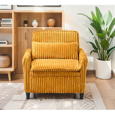 1-Seater Convertible Small Sofa Bed - Teddy Corduroy Fabric For Apartment/Bedroom/Balcony​