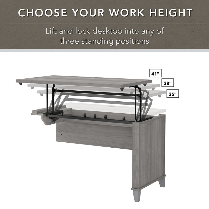Magomed Piece Standing Desk Office Set, Platinum Gray