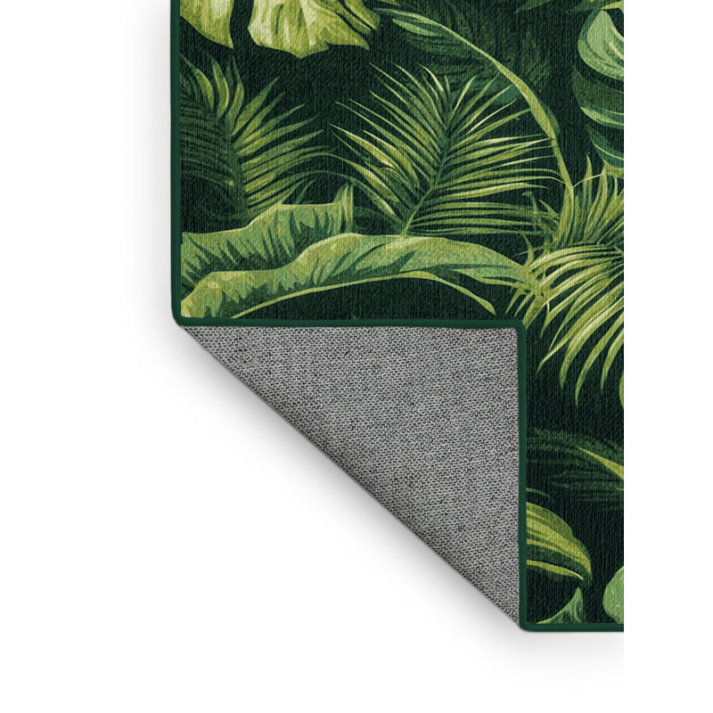  Tapis hawaïen lavable à feuillage vert, Rectangulaire 8 pi x 10 pi