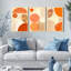 Abstrait géométrique et feuille tropicale tendue sur toile, impression de style bohème moderne (ensemble de 3)-23684977
