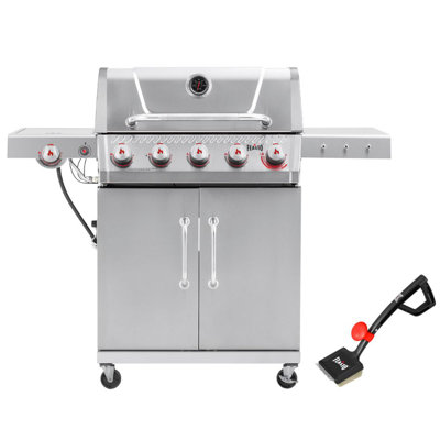 Barbecue au gaz propane à 4 brûleurs Feasto avec brûleur Sear, brûleur latéral et brosse de nettoyage