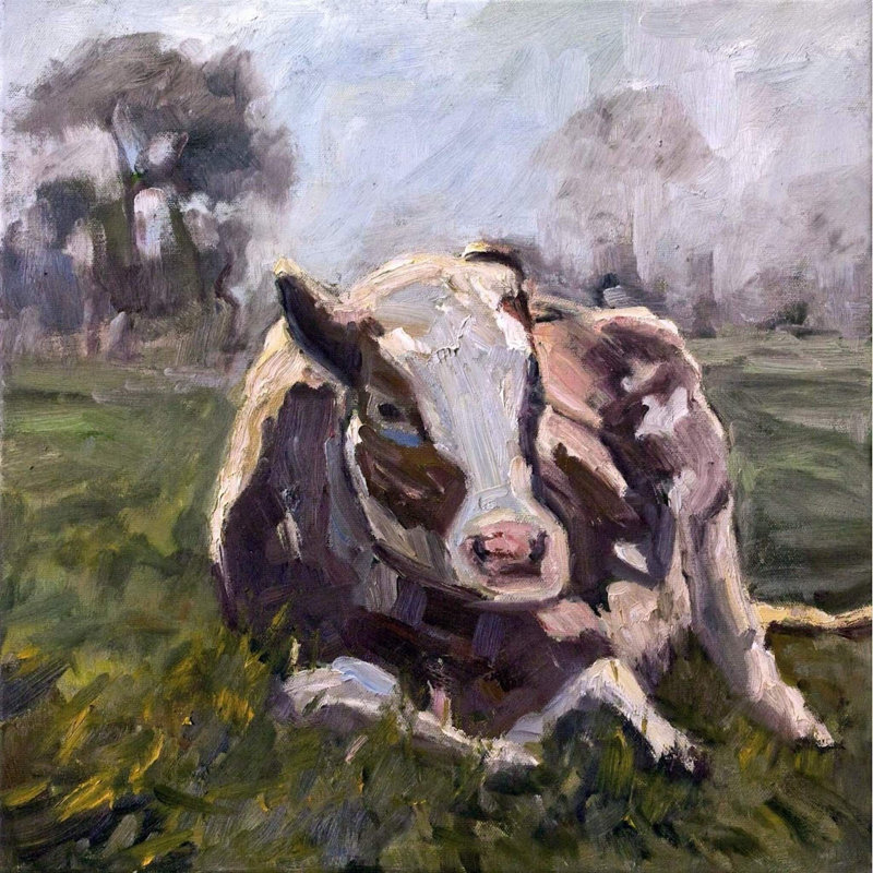 BROWN COW BROWN COW - Unframed Print on Canvas, 20" H x 20" W x 1" D, Wrapped Canvas