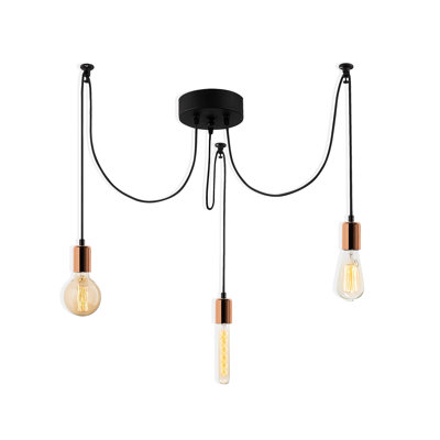 3 Lights Metal Body Adjustable Height Chandelier