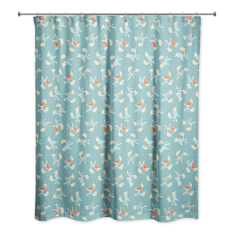 Rideau de douche simple oiseau Happel, Bleu