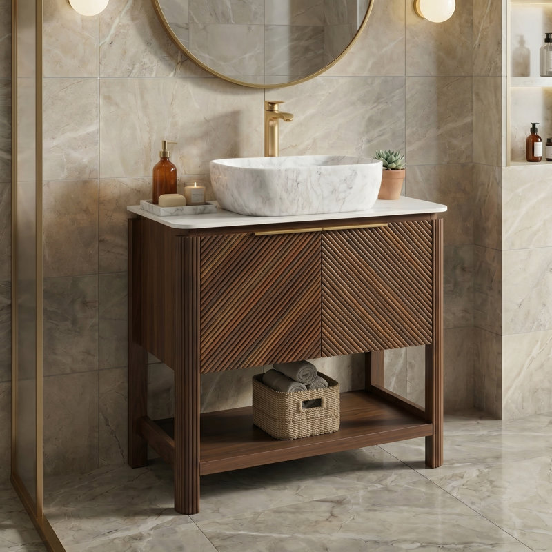 Meuble-lavabo autoportant Linea, L 30 po, Rectangle