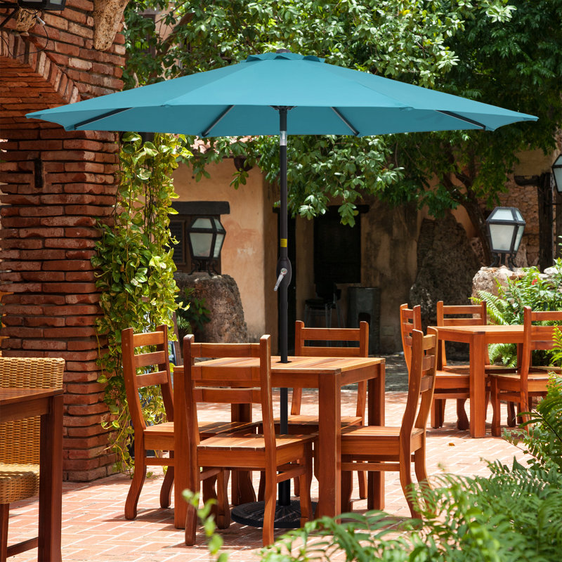 Parasol de marché de 9 pi Donyeal, parasol d'extérieur avec manivelle et inclinaison, protection contre les rayons UV pour toutes les saisons