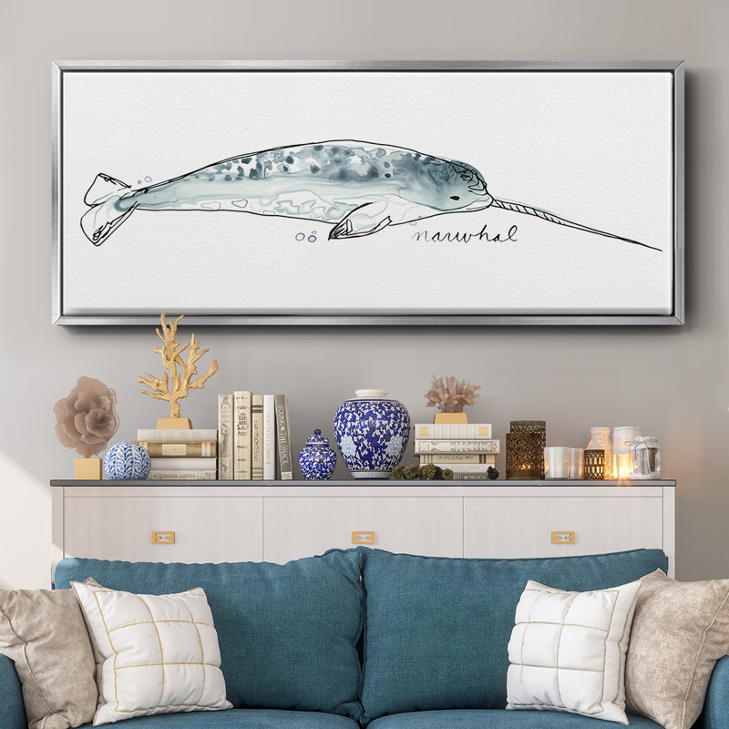 Baleine III - toile encadrée, H 12 po x l 30 po
