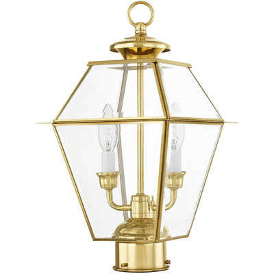 9 Inch 2-Light Outdoor Post Lantern Pendant with Clear Beveled Glass Shade