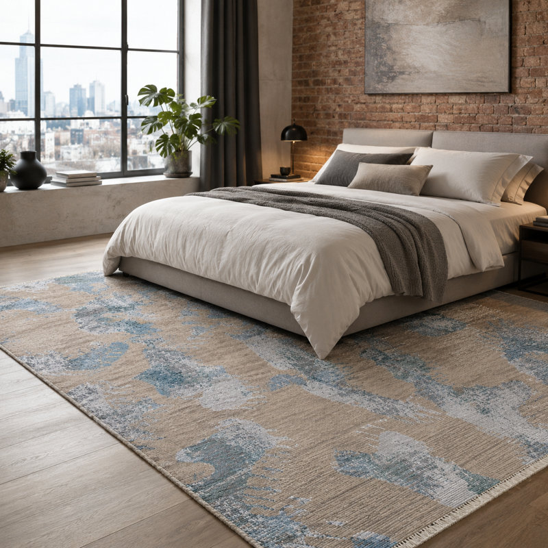 Abstract Cotton and Chenille Flatweave Area Rug, 100 x 200 cm