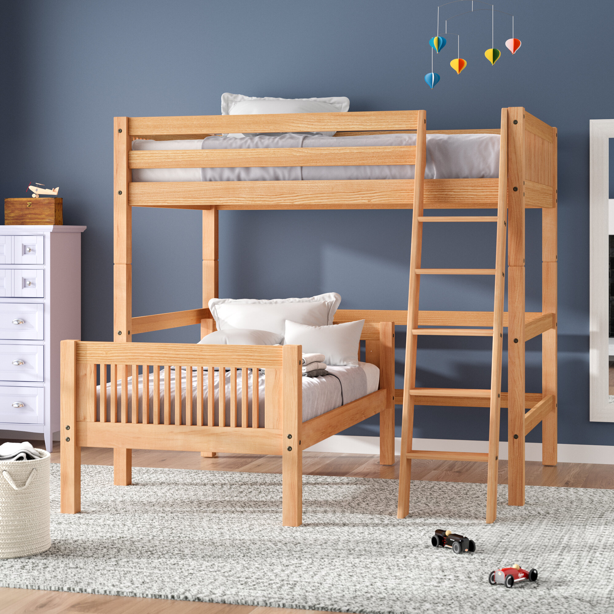 Harriet Bee Fradin Twin Over Full Solid Wood L-Shaped Bunk Beds | Wayfair