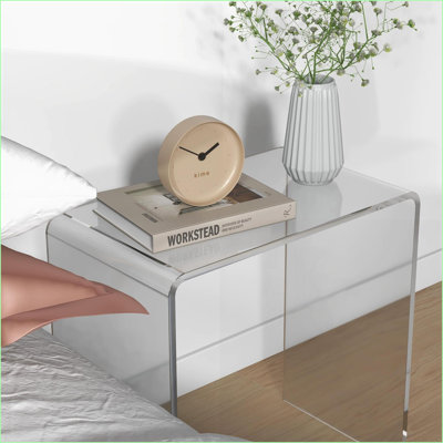 Minimalist Modern Clear Acrylic Coffee Table 15mm Thick, Space-Saving for Living Room with Safe Rounded Edges