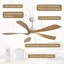132 cm Modern Ceiling Fan with Led Light and Remote Control-704169214-704169215