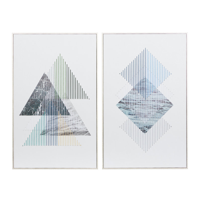 Ensemble de 2 art mural contemporain en bois bleu l 20 po x H 32 po