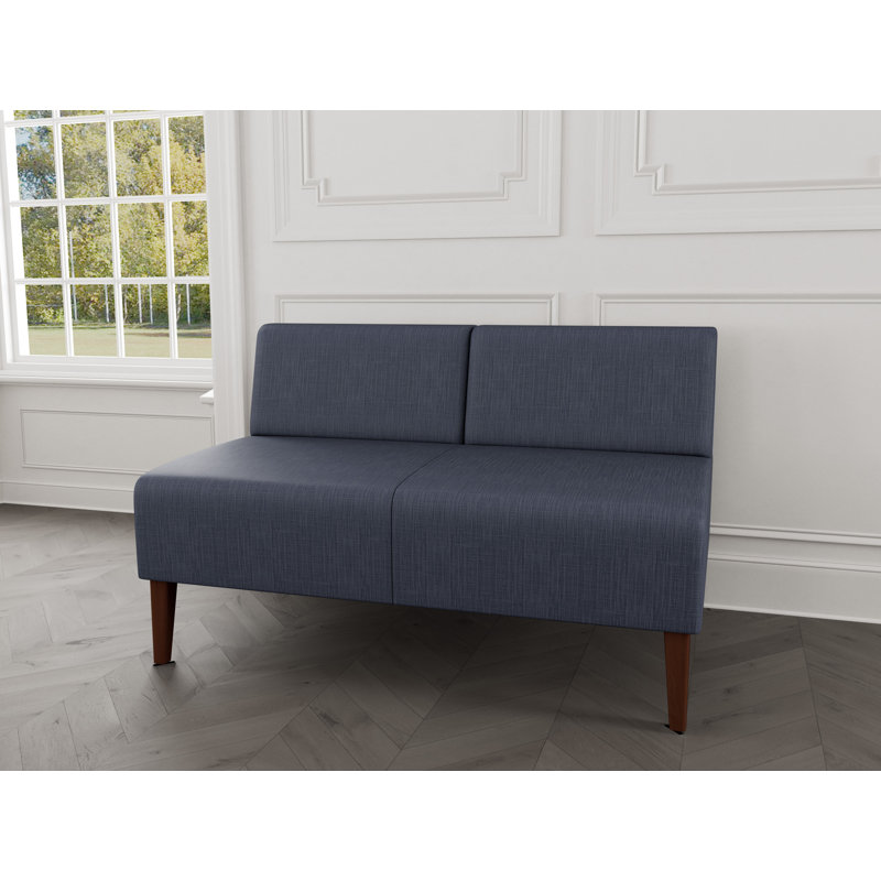 Causeuse sans accoudoirs Luxe Lounge, Plot Line bleu marine, Bois de noyer