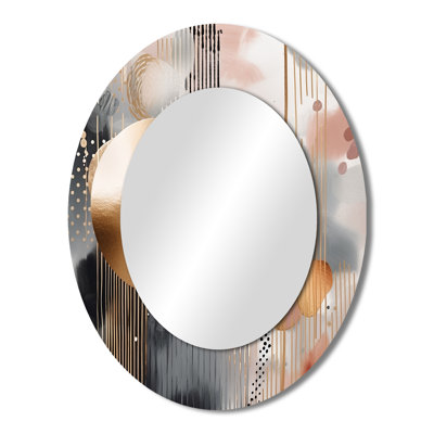 Soft Colors Shapes And Lines Marble I - Pink Oval Wall Mirror Decor