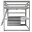 Lit mezzanine pleine grandeur gris avec bureau et tablette - Bois de pin robuste pour une chambre à coucher fonctionnelle-228614721-228614727