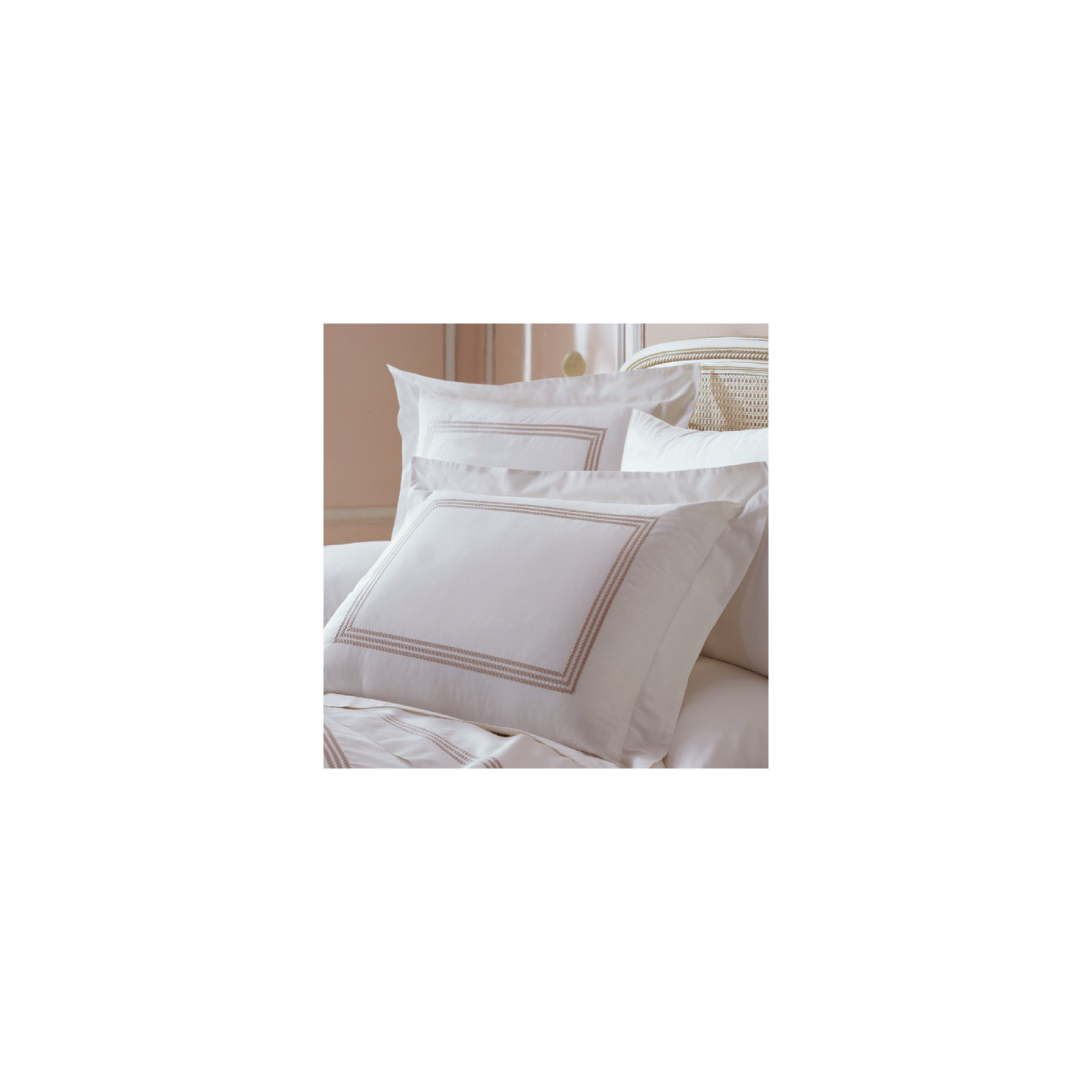 Janay Cotton Pillow Sham, Standard, Taupe / White