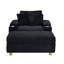 Black Corduroy Single Sofa With One Pillow, Two Throw Pillows, A Footstool And Two Storage Spaces.-118020083