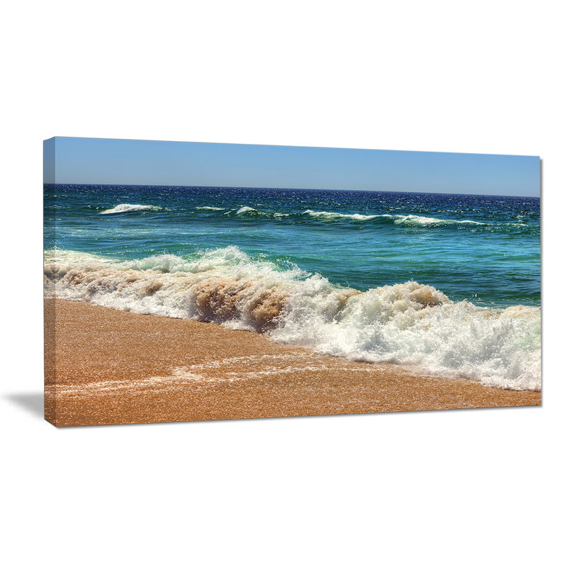 «Atlantic Beach with Foamo Waves», reproduction de photo sur toile tendue, H 16 po x l 32 po x P 1 po