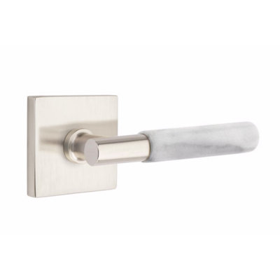 Ensemble de faux leviers Emtek Select, rosette carrée, tige en T et poignée en marbre blanc