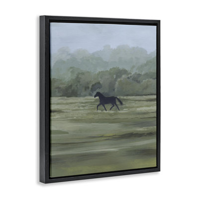 «Rider's Shadow Silhouette», art mural encadré sur toile flottante, design par Grace Popp