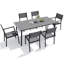 Ensemble de salle à manger de patio en aluminium pour 6 personnes avec chaises empilables et trou pour parasol-1645797304
