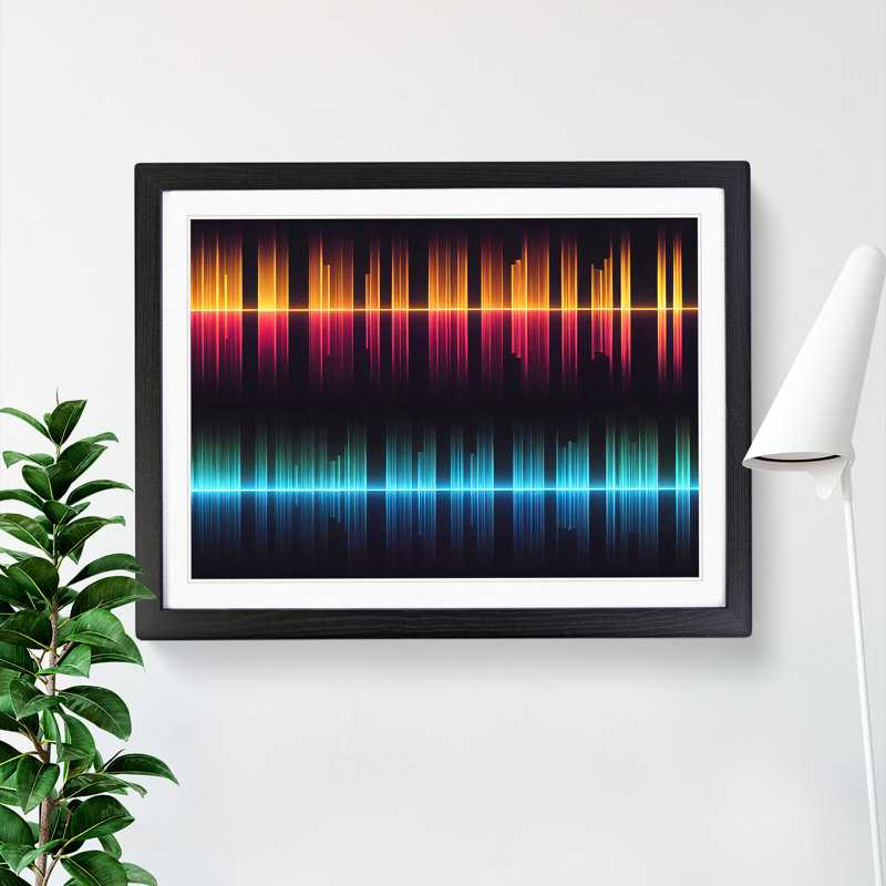 Electronic Audio Sound Bars Vol.1 Abstract - Single Picture Frame Print, 46cm H x 64cm W x 2cm D, Black 