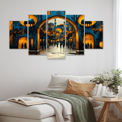 Blue And Yellow Istanbul Grand Bazaar I - Istanbul Canvas Wall Art Set