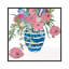 Blue Vase Of Pink Roses by Robin Maria - Painting on Canvas-2129454295-2129454298